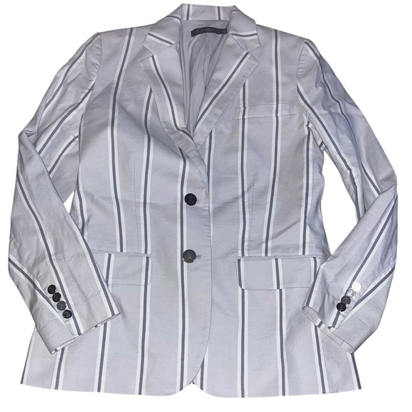 Ralph Lauren Blazer Lavender Striped 2 Button Canvas Sz 10 - Picture 3 of 6